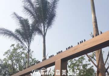 海南?；◢u七星酒店鋼構(gòu)廊架木紋漆施工案例